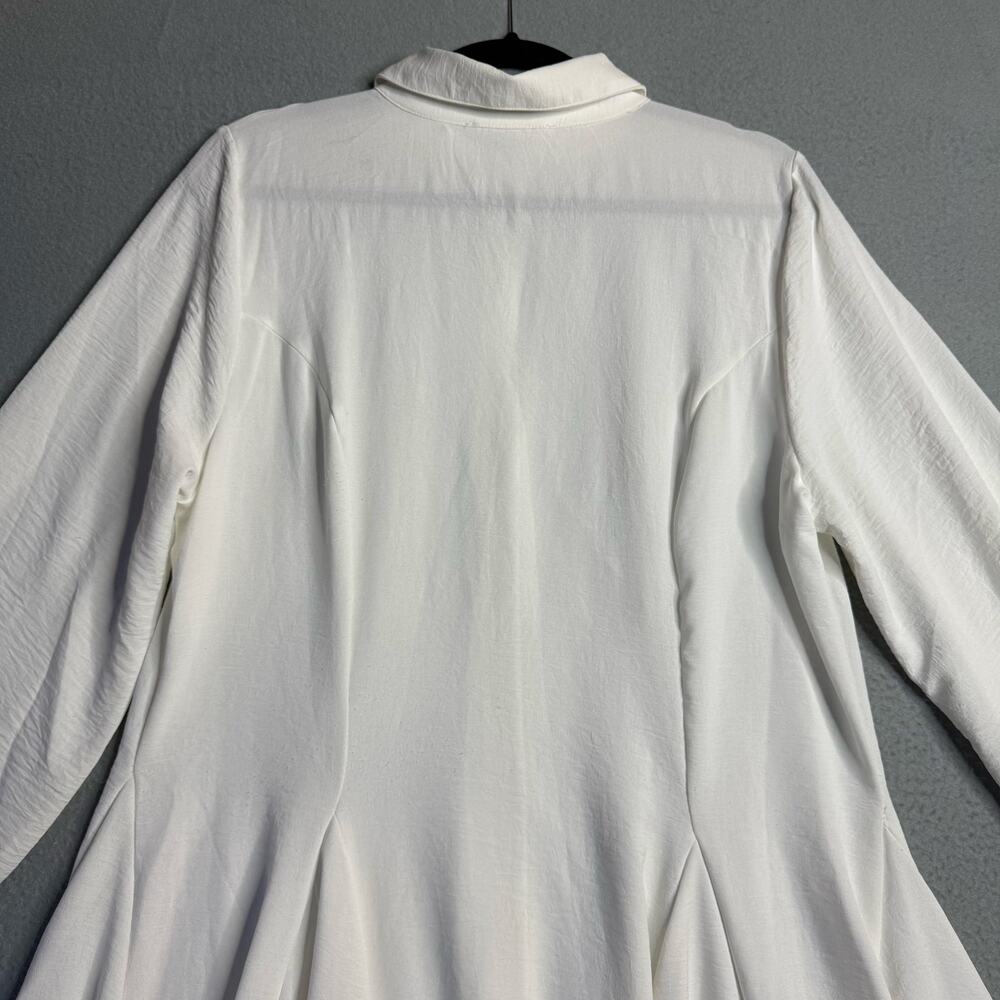 Hint of Blush White Shirt Dress Women's Fit Flare Button Down Tunic Mini - Sz XL - Picture 7 of 9
